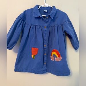 Next Blue Button Up Dress With Rainbow and Flower Design